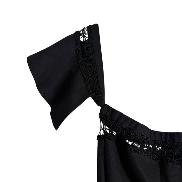 Stone Cold Fox Morrissey Linen Black Lace Crop Flare Leg Strapless Jumpsuit 2 - Picture 5 of 12